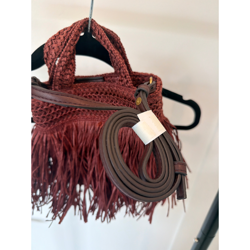 Zara FRINGED MINI HANDBAG in Red - Picture 4 of 4
